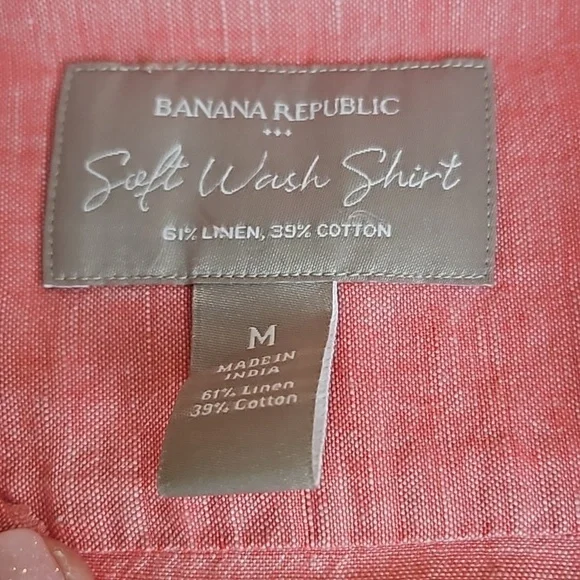 Banana Republic Soft Wash Shirt Linen Blend Medium VGUC - Picture 3 of 10